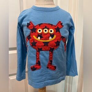 Mini Boden 3-4Y Blue and Red Monster Long Sleeve Tee